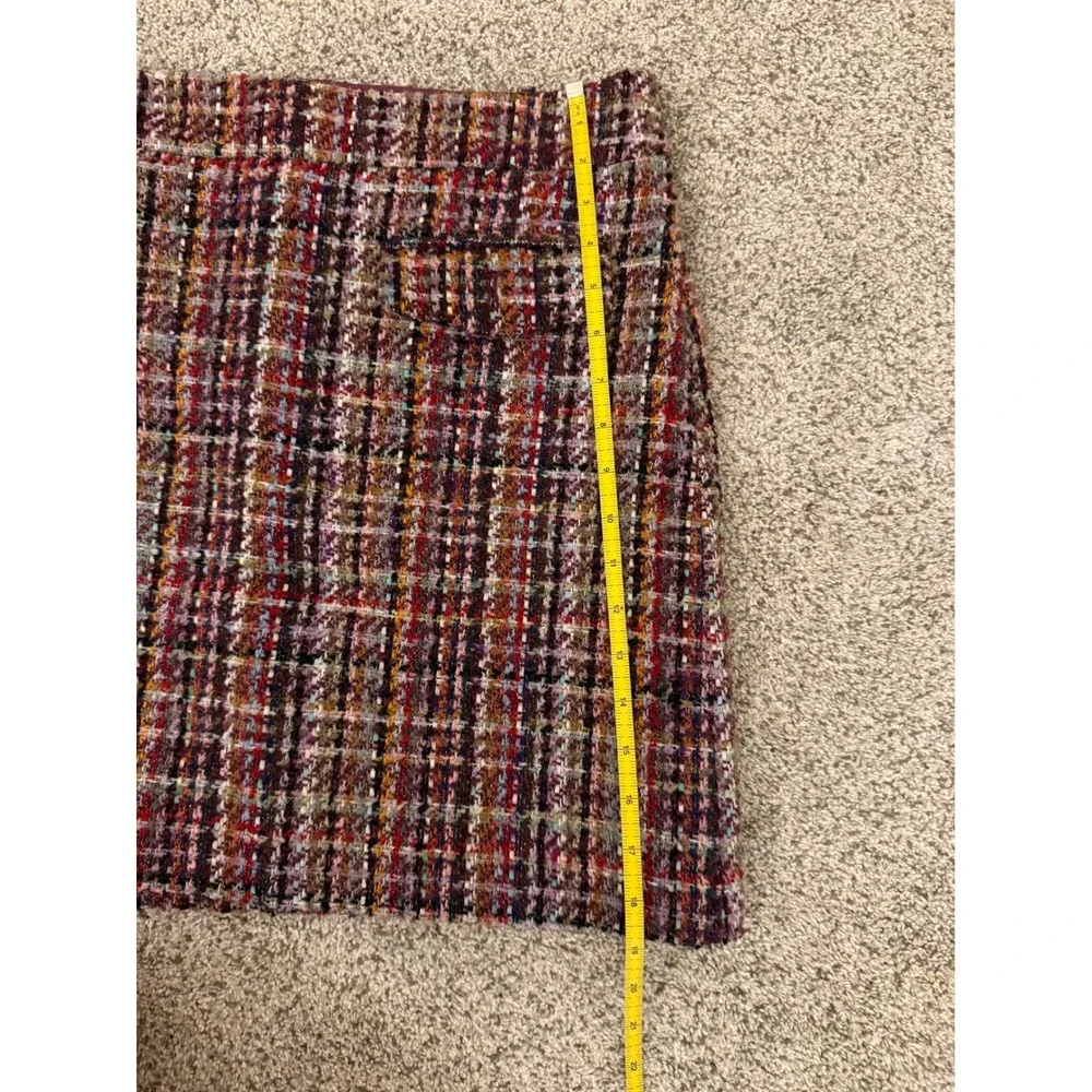 LOFT Womens Multi Color Tweed Plaid Mini Skirt Burgundy Size‎ 12